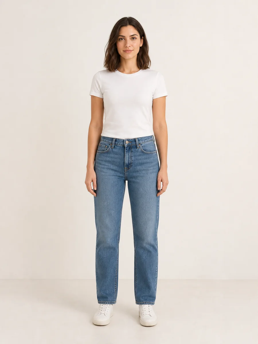 Person in white t-shirt and jeans before virtual try-on